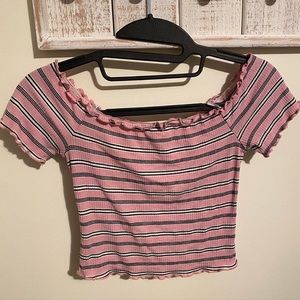 Striped off the shoulder top